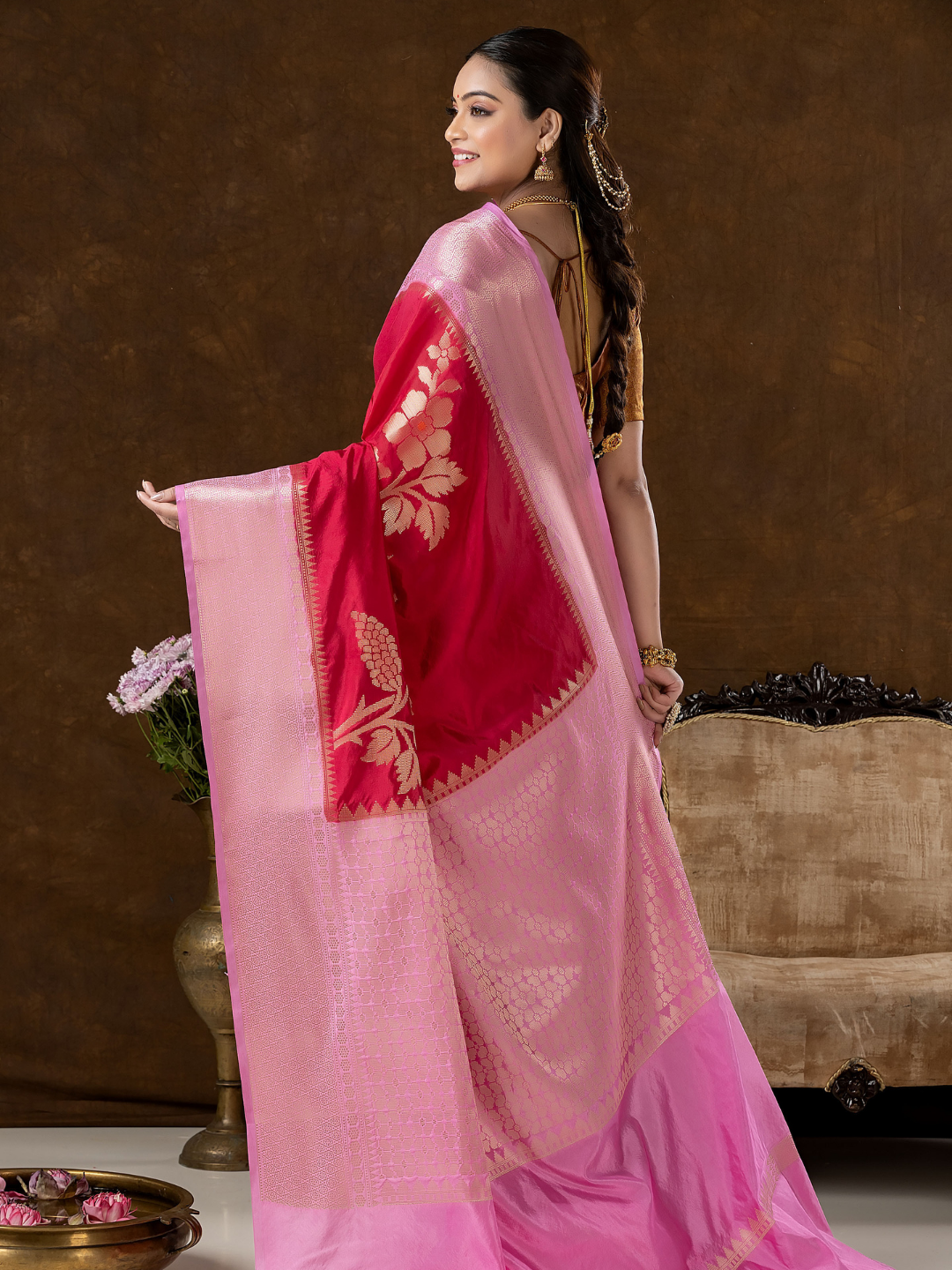 Classic Benarasi Semi Silk Saree | Classic Red