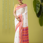 Handwoven Jamdani Muslin Saree | White and Red | All-over Buttas with All-over Jamdani weaves