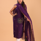 Grape Purple Linen Jamdani 2-Piece Set Kurti & Dupatta (UNSTITCHED) - 077