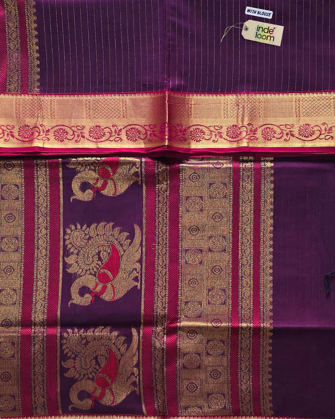 Kanchi Cotton|Purple & REd