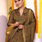 Olive Green Tissue Linen Jamdani 2-Piece Set Kurti & Dupatta (UNSTITCHED) - 316