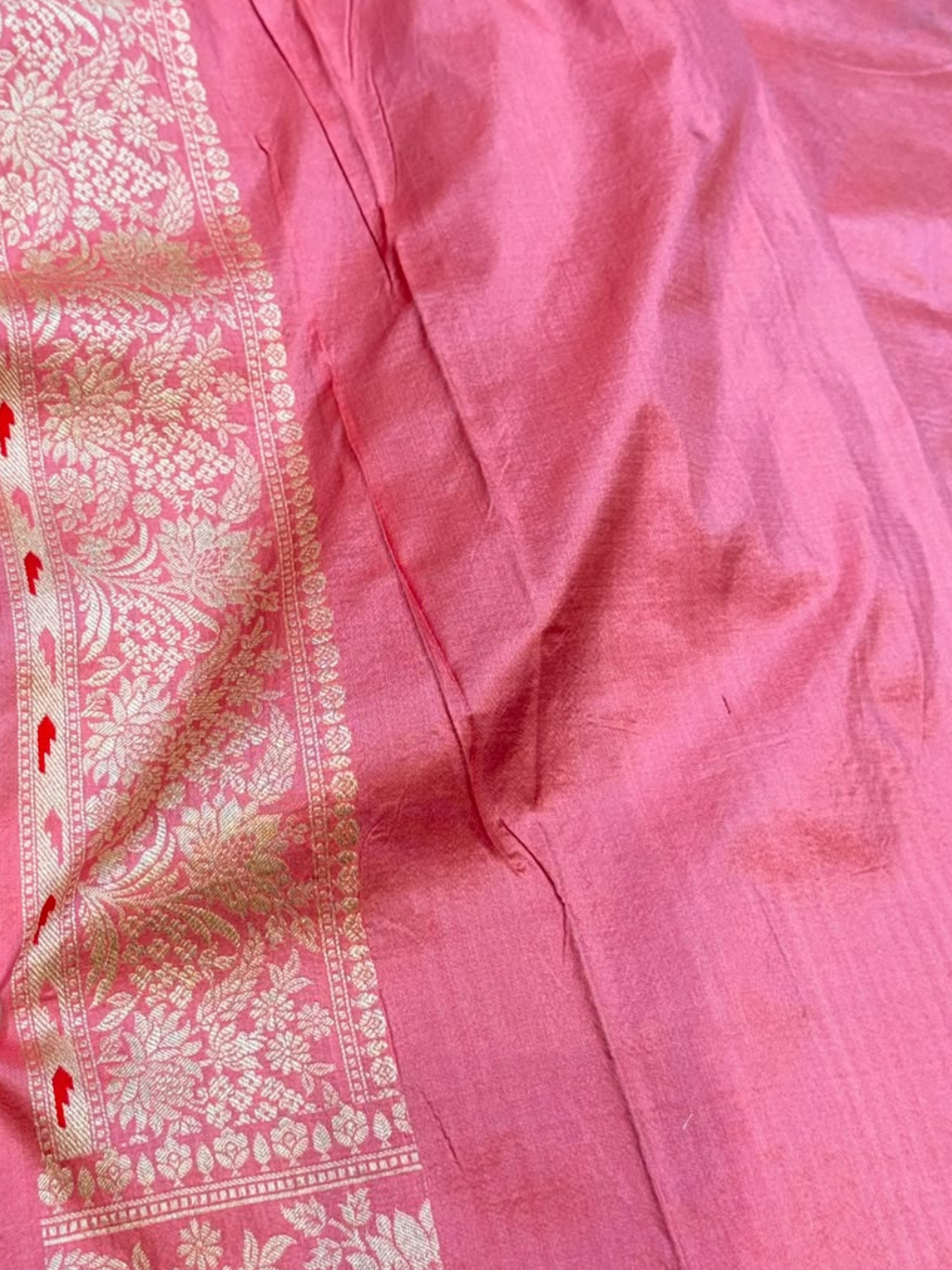 Pure Banarasi Exclusive Ektara Kora JAMDANI Tilfi saree  | Coral Pink