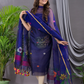 Indigo Blue Cotton Silk Jamdani 2-Piece Set Kurti & Dupatta (UNSTITCHED) - 108