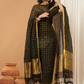 Black with Golden color Jamdani 2-Piece Set Kurti & Dupatta (UNSTITCHED) - 145