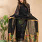 Royal Black Linen X Linen 2-Piece Set Kurti & Dupatta (UNSTITCHED) - 008