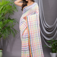 Handloom Khadi Cotton Saree With Cream White - 005