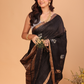 Handloom Matka Silk Jamdani Saree With Rich Black - 111