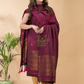 Dark Pink Organic Linen 2-Piece Set Kurti & Dupatta (UNSTITCHED) -093
