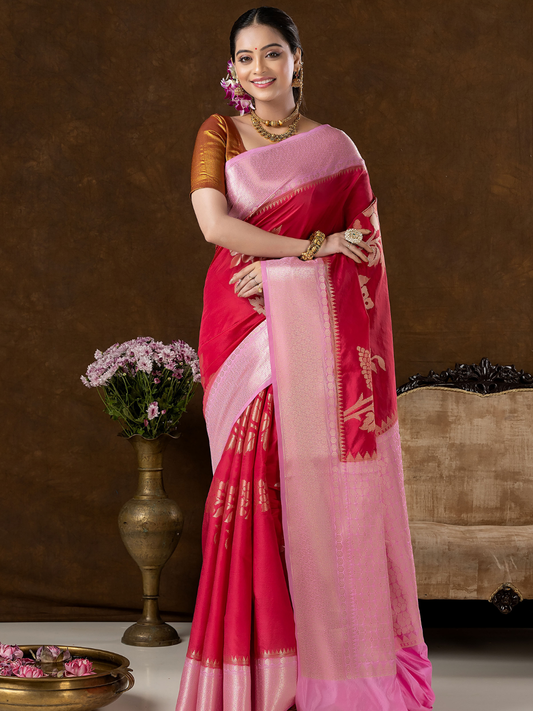 Classic Benarasi Semi Silk Saree | Classic Red