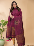 Dark Pink Organic Linen 2-Piece Set Kurti & Dupatta (UNSTITCHED) -093