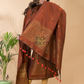 Medium Brown Organic Linen 2-Piece Set Kurti & Dupatta (UNSTITCHED) -088