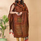 Medium Brown Organic Linen 2-Piece Set Kurti & Dupatta (UNSTITCHED) -088
