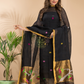 Royal Black Linen X Linen 2-Piece Set Kurti & Dupatta (UNSTITCHED) - 008