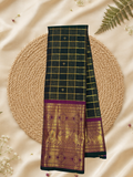 Handwoven Pure Gadwal Silk Saree  | Dark Green