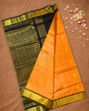 Handloom Korvai Silk Cotton Saree  |  Tangerine Orange