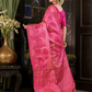 Rajani Rekha - Royal Rani pink silk with floral vine zari