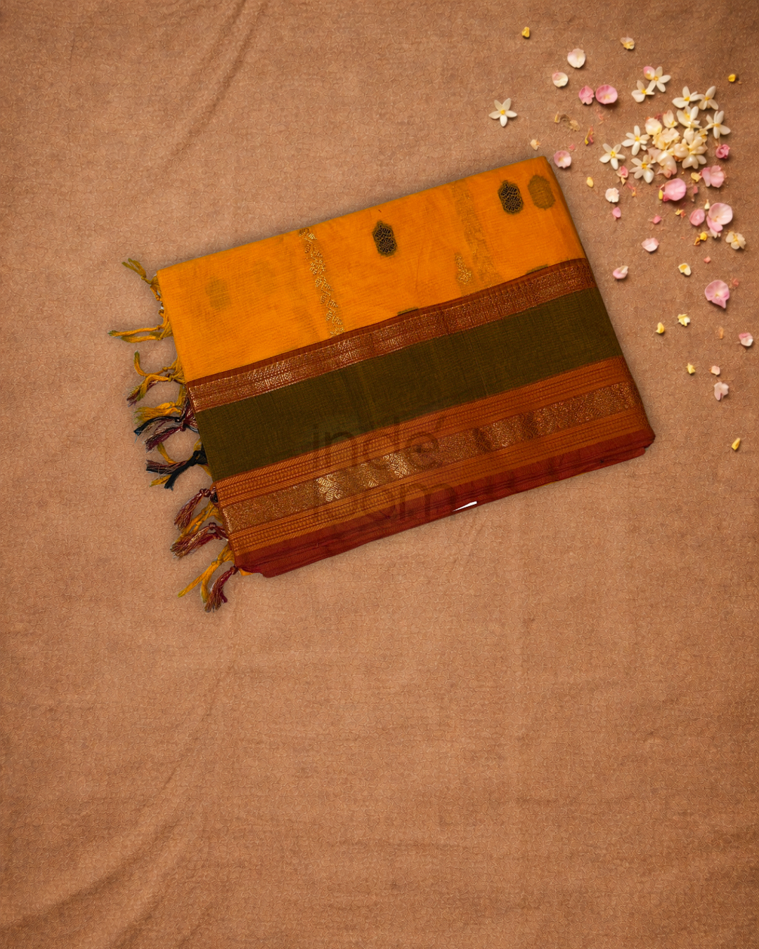 Chettinad Cottton Saree With Orange