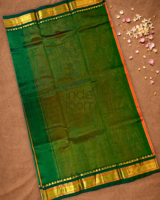Pure Handloom Korvai Saree |  Neon Orange