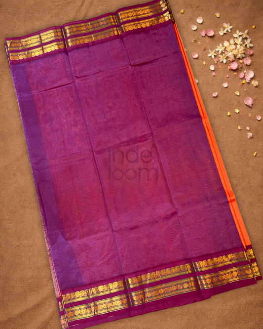 Pure Handloom Korvai Saree | Sapnish Orange