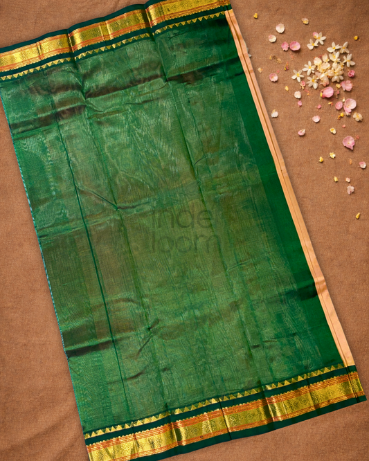 Pure Handloom Korvai Saree | Alloy Orange