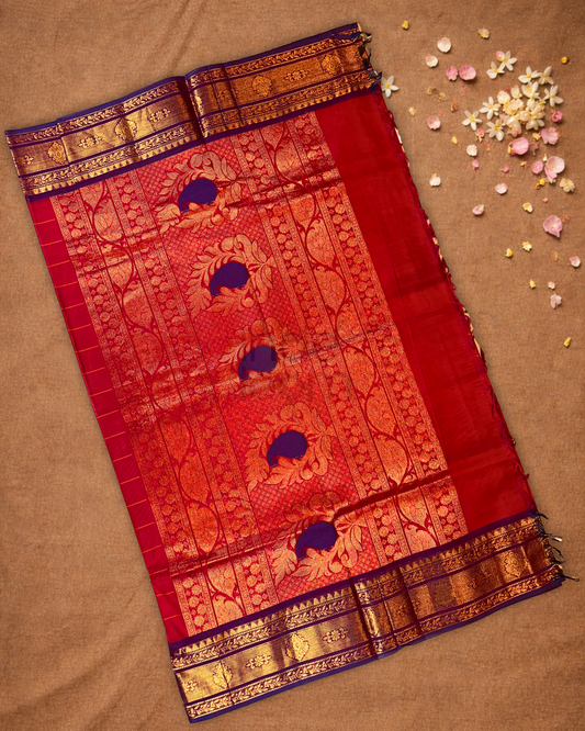 Chettinad Cotton Saree  |  Classic Red