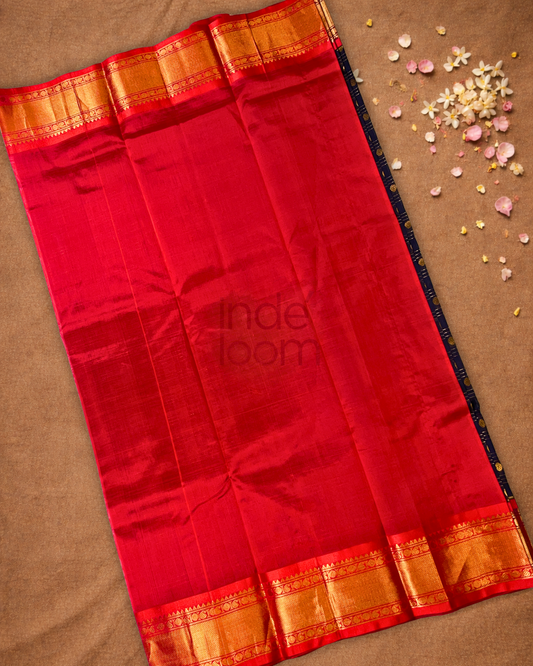 Pure Handloom Korvai Saree | Coal Black