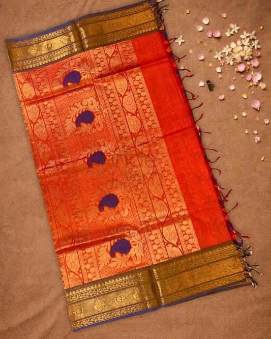 Chettinad Cotton Saree  |  Burnt Orange
