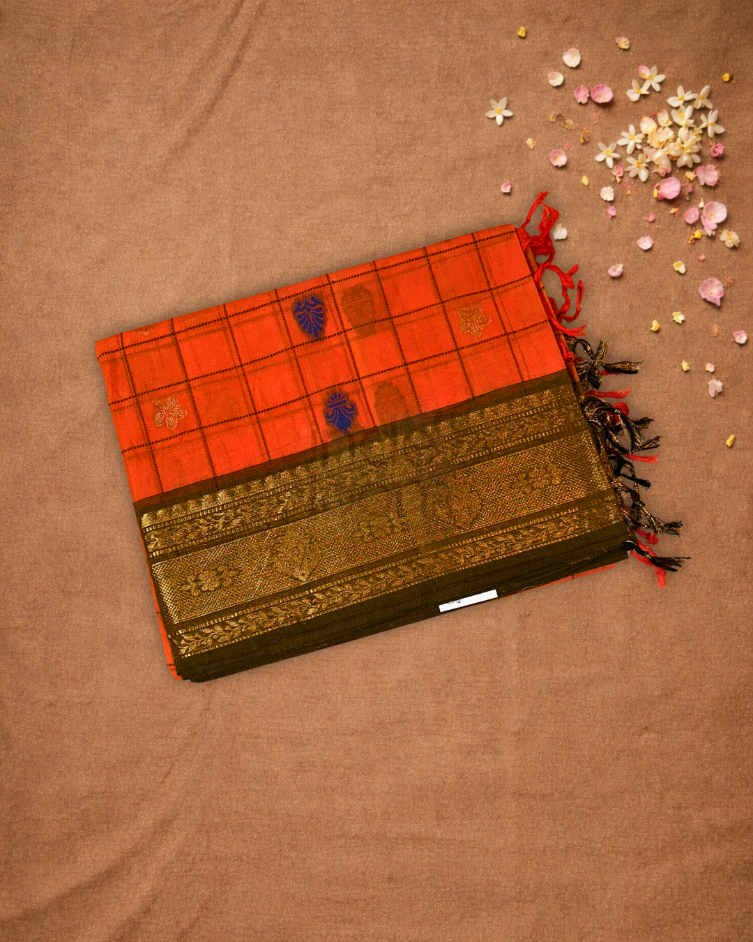Chettinad Cottton Saree With Orange
