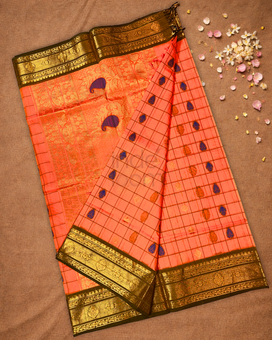 Chettinad Cotton Saree  |  Fire Orange