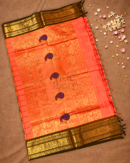 Chettinad Cotton Saree  |  Fire Orange