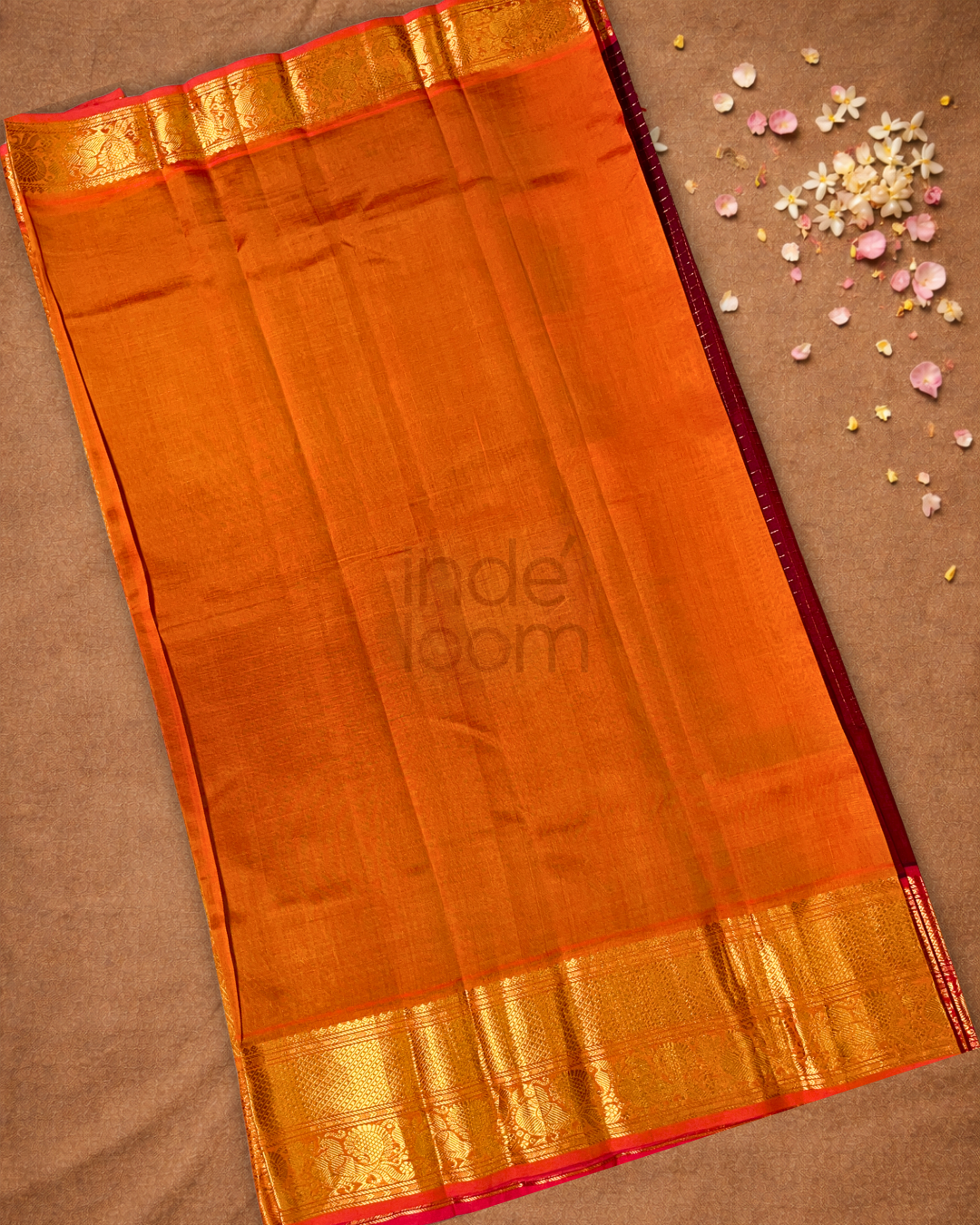 Pure Handloom Korvai Saree | Dark Red