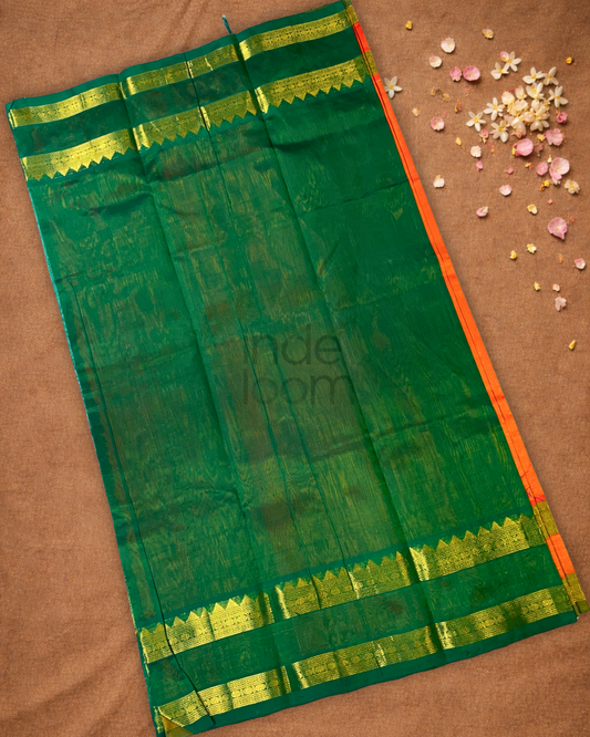 Pure Handloom Korvai Saree | Fire Orange