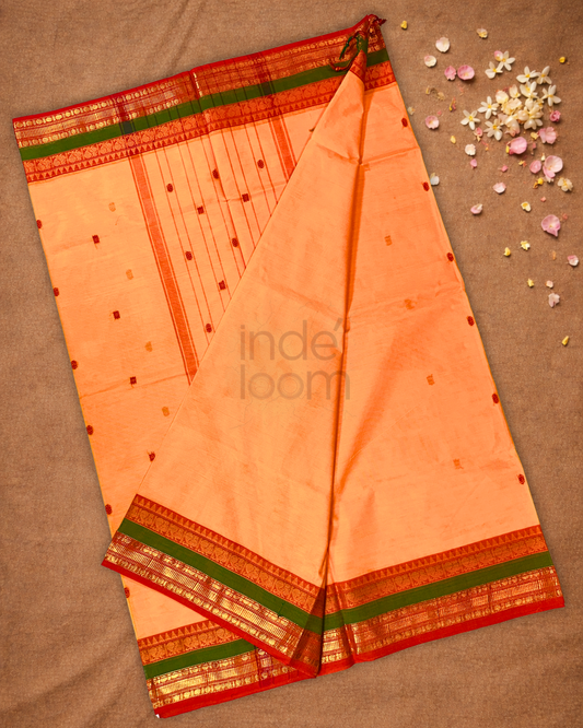 Chettinad Cottton Saree With Orange
