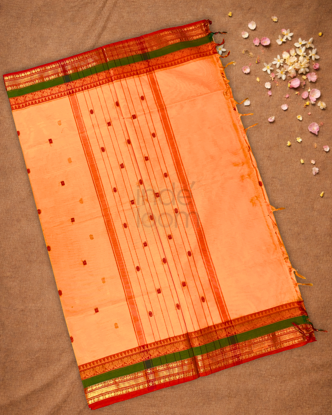 Chettinad Cottton Saree With Orange