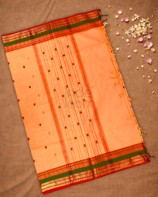 Chettinad Cottton Saree With Orange