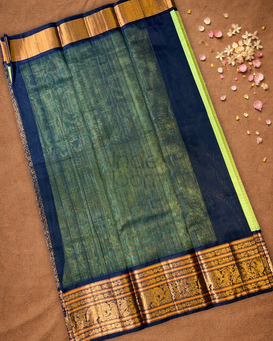 Pure Handloom Korvai Saree | Mint Green