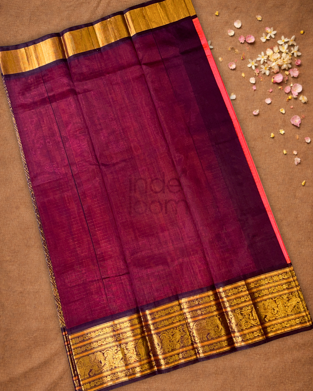 Pure Handloom Korvai Saree | Apple Red
