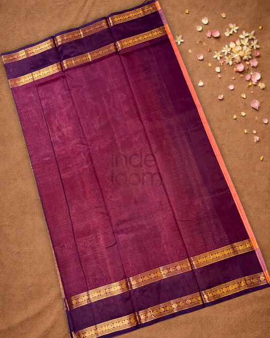Pure Handloom Korvai Saree | Safron Orange