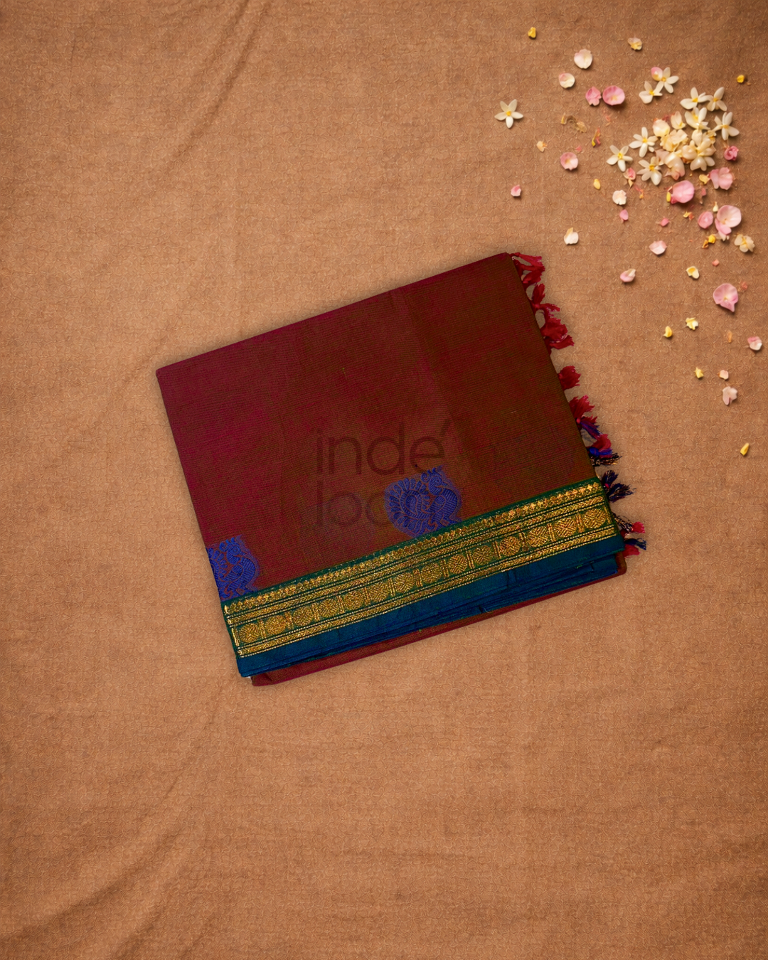 Chettinad Cottton Saree With Peach Pink