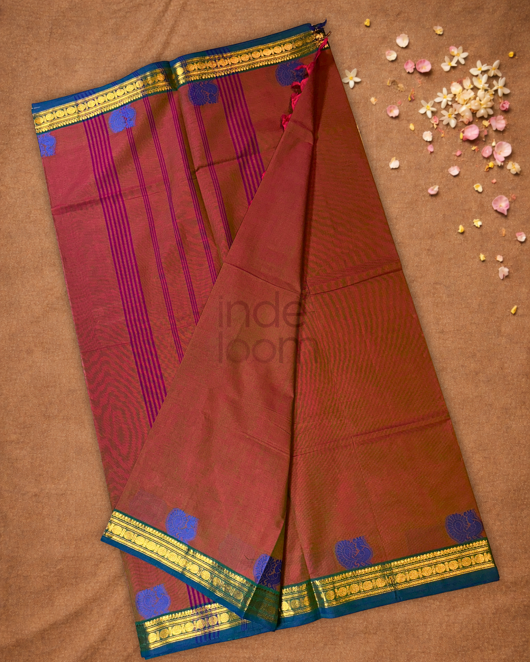 Chettinad Cottton Saree With Peach Pink