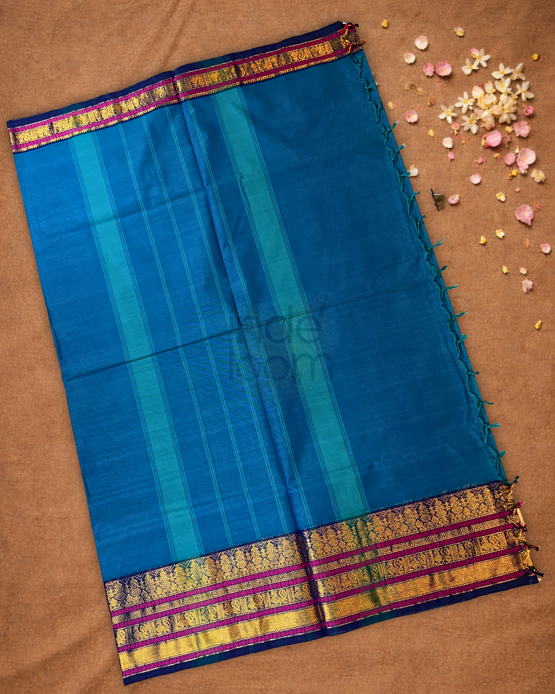 Chettinad Cottton Saree With Sea Blue