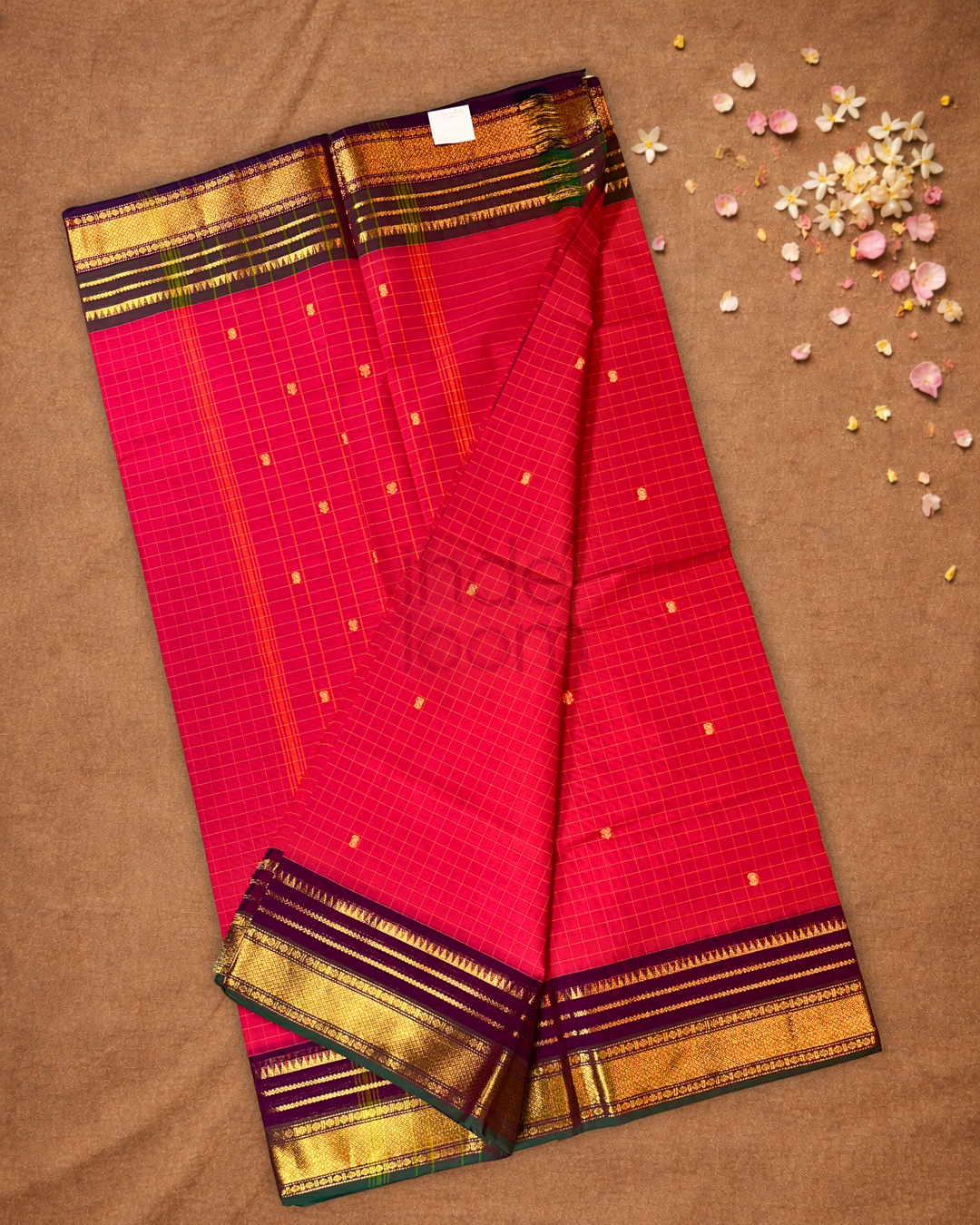 Chettinad Cottton Saree With Red