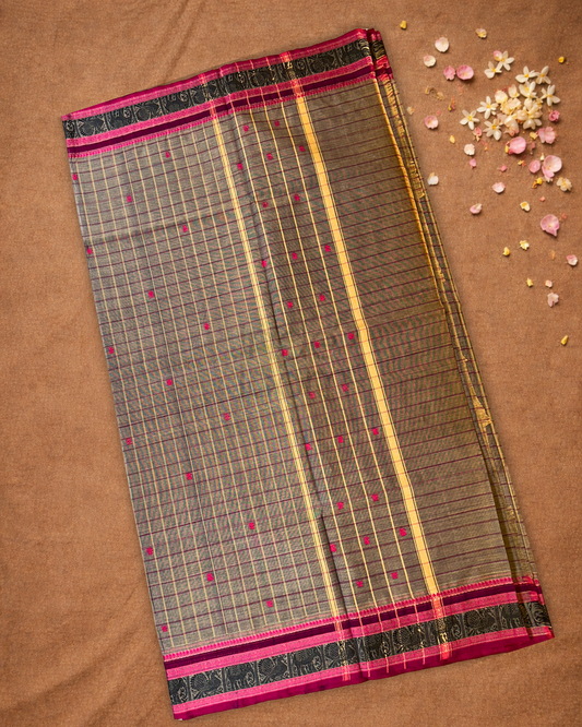 Chettinad Cotton Saree  |  Slate Grey