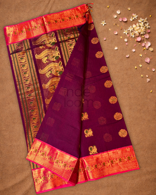 Chettinad Cotton Saree  |  Berry Pink