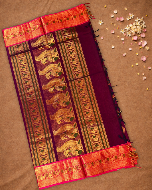 Chettinad Cotton Saree  |  Berry Pink