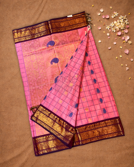 Chettinad Cotton Saree  |  Baby Pink