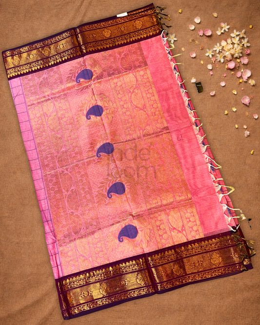 Chettinad Cotton Saree  |  Baby Pink