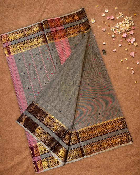 Chettinad Cotton Saree  |  Slate Grey