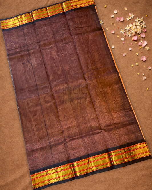 Pure Handloom Korvai Saree | Pale Orange