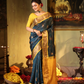 Handloom Korvai Silk Cotton Saree  |  Peacock Teal